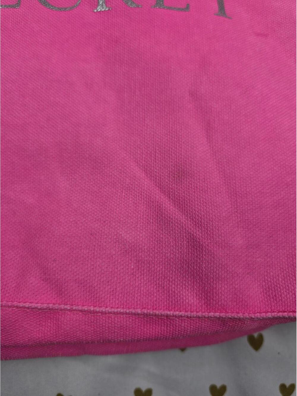 Victoria's Secret NEON PINK Tote Canvas Logo Duffel Bag Purse Long Strap - Picture 4 of 9